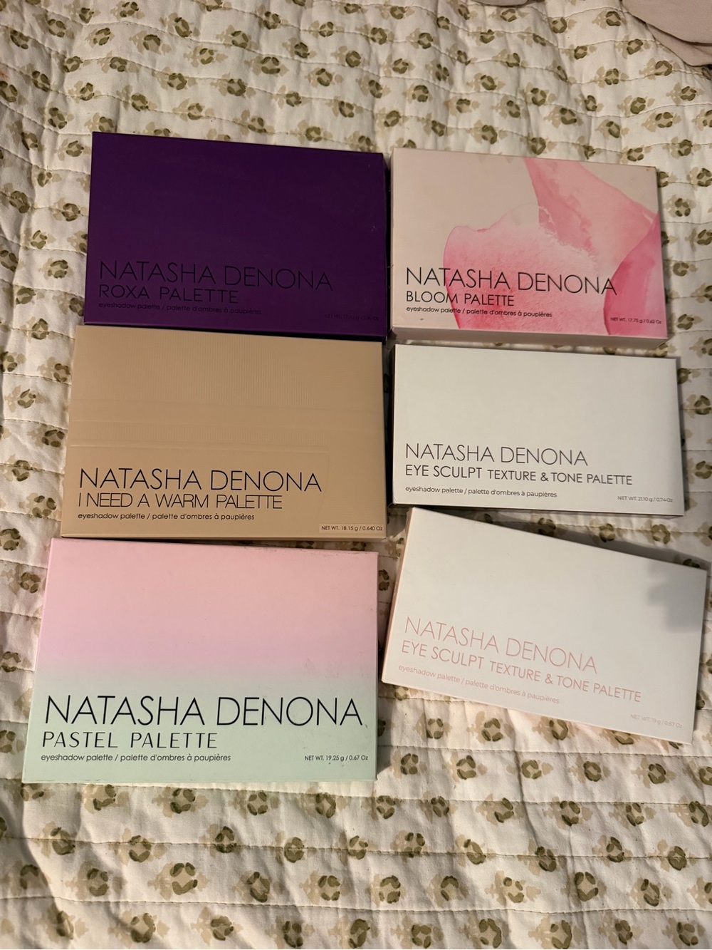 Natasha Denona Palette Set — Purple, Pink, Beige, White, Pale Green